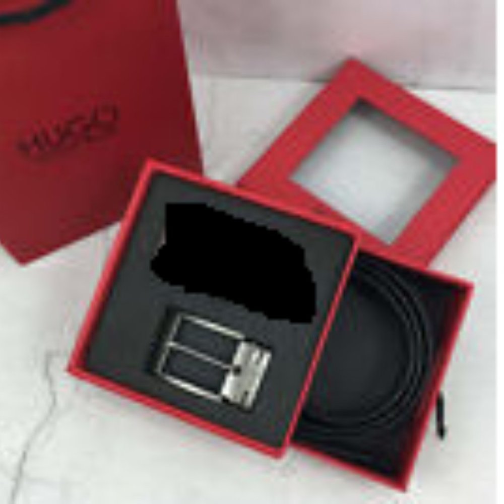 Huge Boss Men's Belt Black Leather With Gift Box